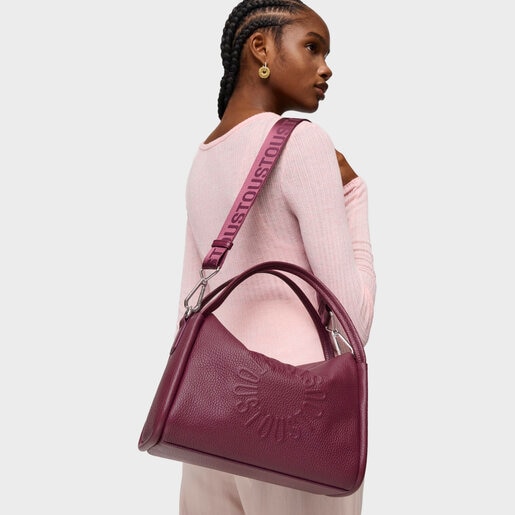 Sac city en cuir bordeaux TOUS Miranda