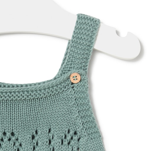 Knitted baby romper in Tricot TOUS logo green