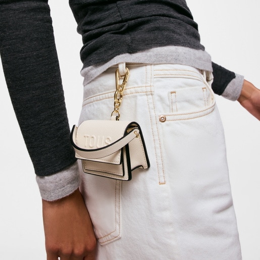 Beige mini crossbody Key ring Audree