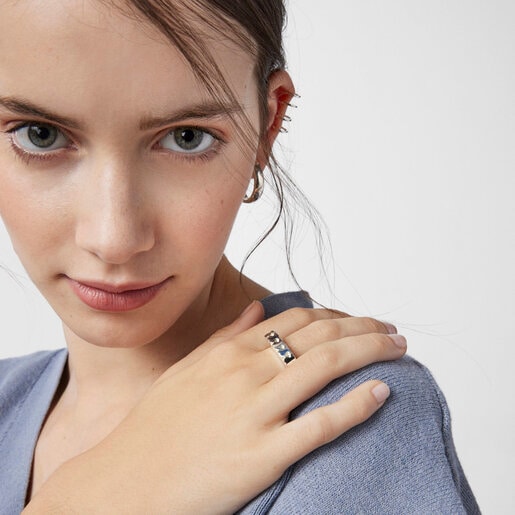 טבעת חותם דובונים Straight עשויה כסף