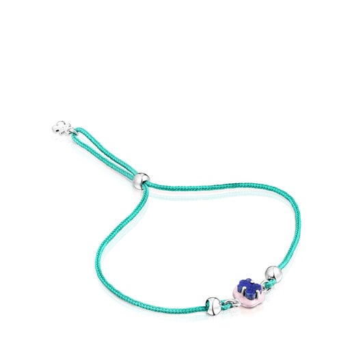 Bracelet TOUS Vibrant Colors en corde turquoise avec lapis-lazuli et émail