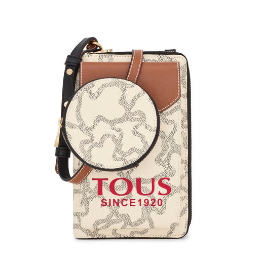 Beige Kaos Icon hanging phone pouch with wallet | TOUS