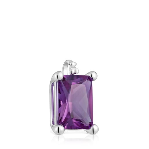 Pendentif en argent et saphir lilas créé en laboratoire petit TOUS Color Lab