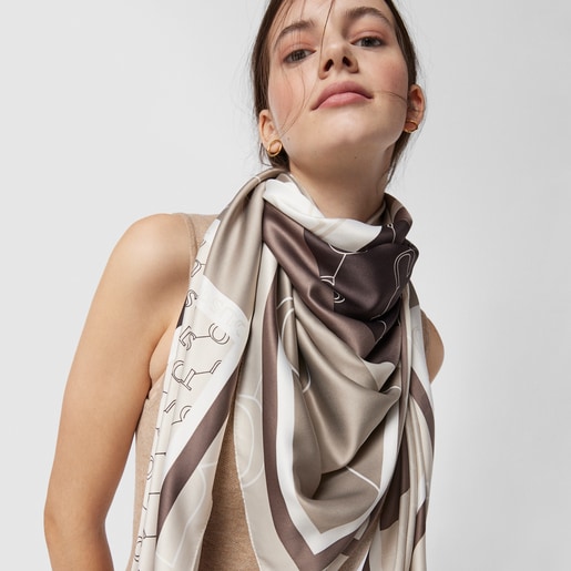 Коричневый шарф Script Soft Poly