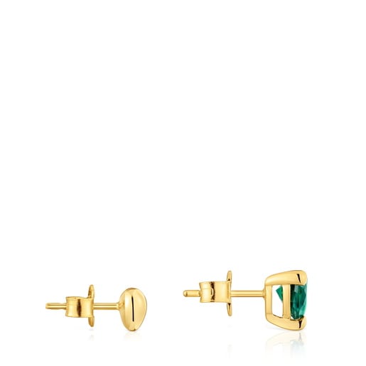 18kt gold plating over silver Earrings with laboratory-grown emerald Garden of Love LGG