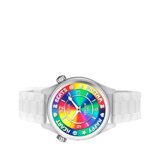 Montre TOUS Tender Time en acier avec bracelet en silicone blanc