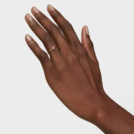 Gold Ring with gemstones Daisy