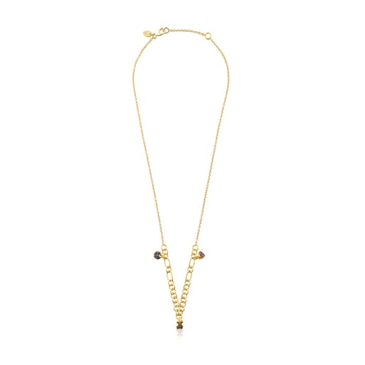 Silver vermeil Luah Necklace with sapphires and quartz | TOUS