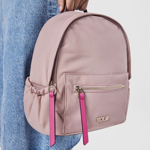  TOUS Mochila de nailon de color rosa para mujer