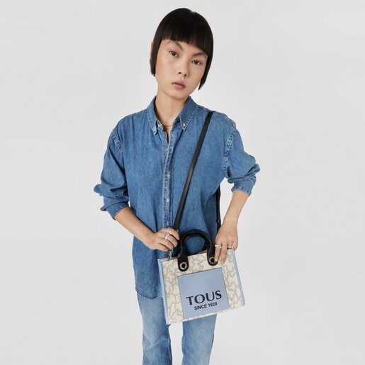 Shopping mediano beige y azul Amaya Kaos Icon