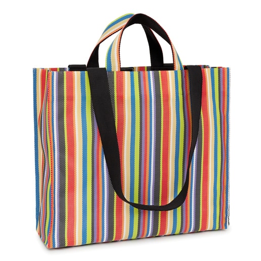 Μεγάλη τσάντα shopping TOUS Stripes σε μαύρο χρώμα