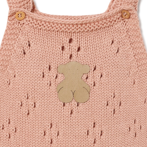 Knitted baby romper in Tricot pink