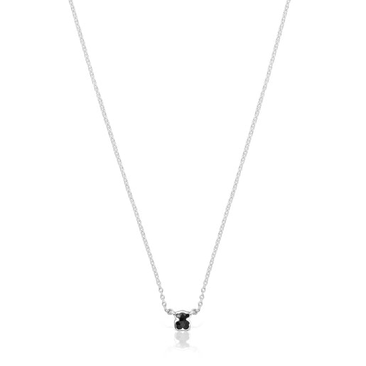 Collier en argent et motif ourson petit en onyx court TOUS Icon Color