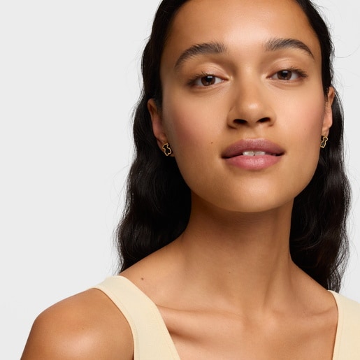 Boucles d’oreilles en argent plaqué or 18 ct et méthacrylate noir Galaxy