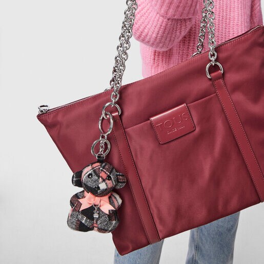 Черный брелок для ключей Teddy Bear Square