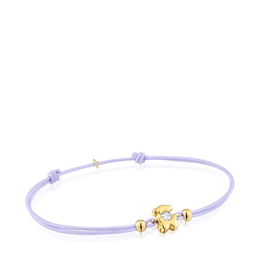 Gold Bracelet with lab-grown diamond and mauve nylon TOUS Lili