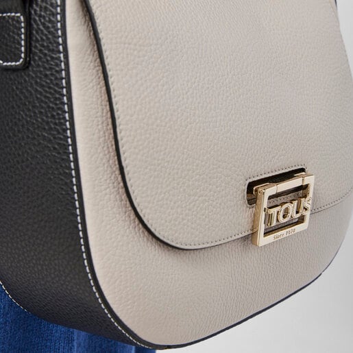 Medium beige and black leather TOUS Legacy Crossbody bag