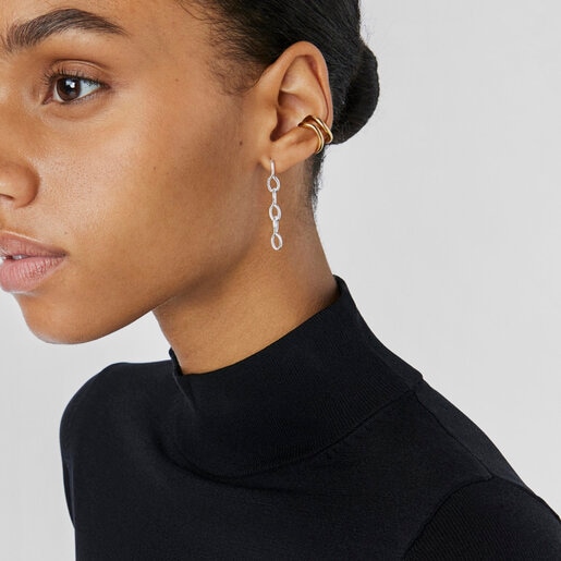 Long silver Bent Earrings
