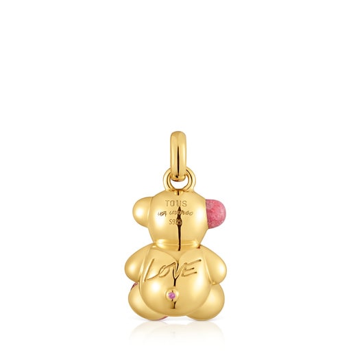 18kt gold plating over silver love bear Pendant with gemstones TOUS X LEA COLOMBO