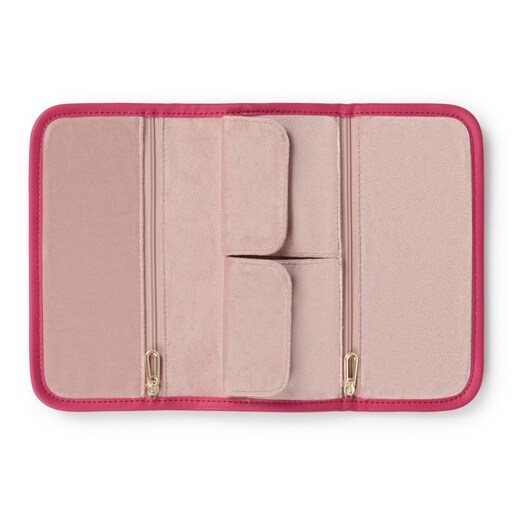 Joyero plegable Kaos Mini beige y fucsia