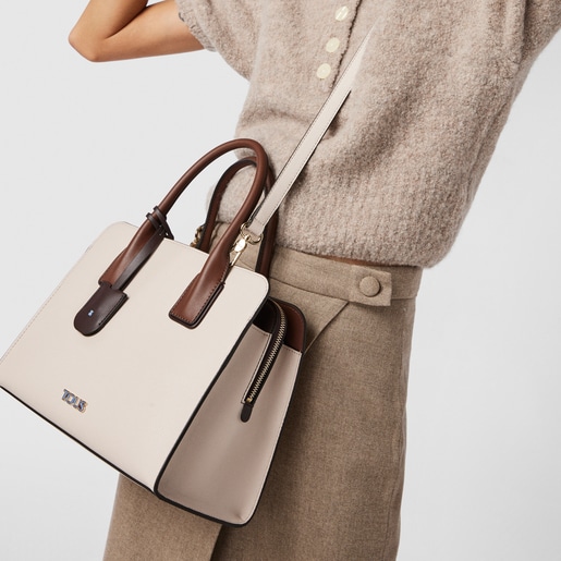 Bolsa city mediano Tous Essential beige y marrón