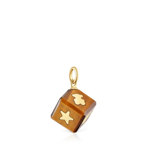 14kt gold Pendant with tiger’s eye Cube