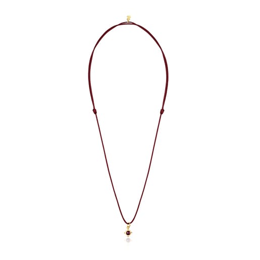 Magic Nature Necklace with ruby and garnet-colored cord