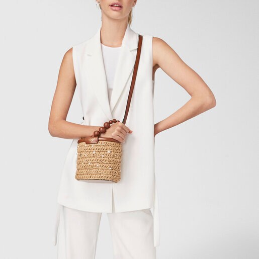 Bombonera pequeña Tous Craft beige y marron