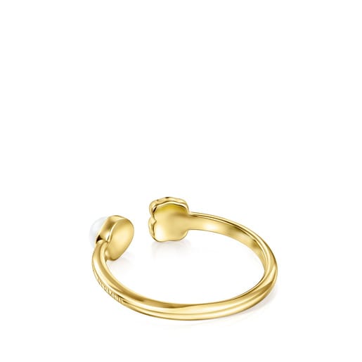 טבעת בורמיל צהוב על כסף עם אבן חן אוניקס ופנינה