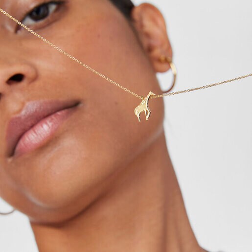 ゴールドコーティングシルバーのキリンネックレス Save