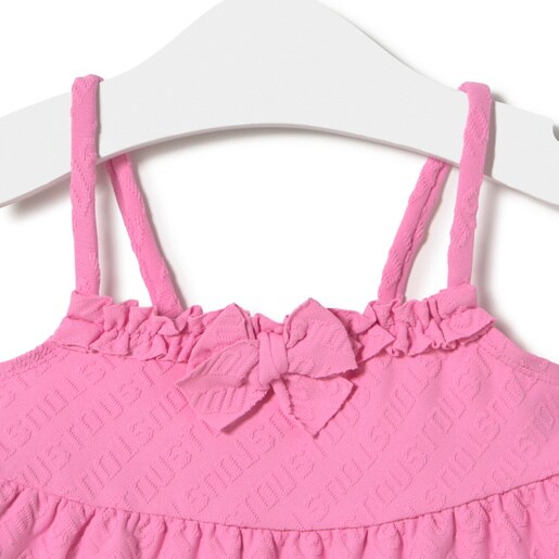 Vestido de tirantes de niña Logo rosa