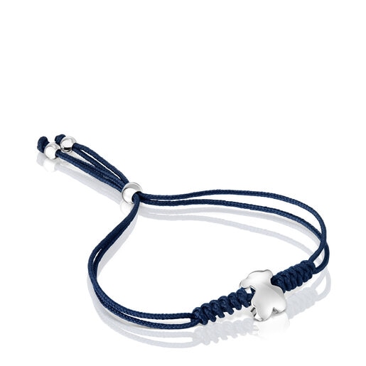 Pulsera de nylon con motivo oso de plata Bold Motif