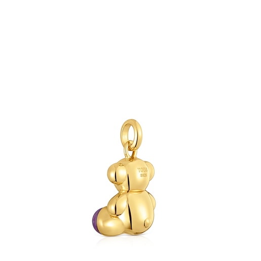 Silver vermeil Bold Bear pendant with amethyst