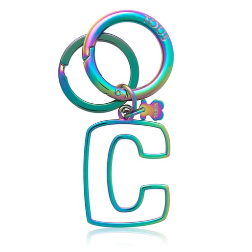 حلقة مفاتيح Touscedario بحرف C بألوان قزحية