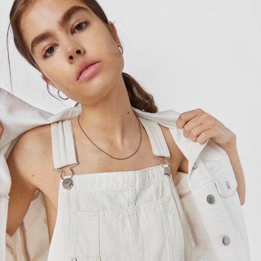 Колье-чокер TOUS Chain из оксидированного серебра, 45 см, с шариками 1,4 мм.