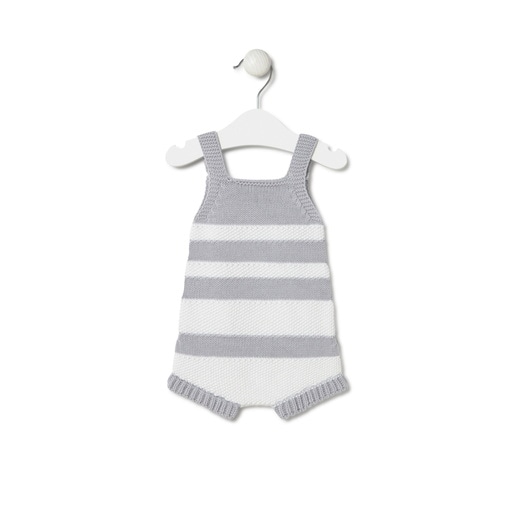 Knitted baby romper in Tricot grey stripes