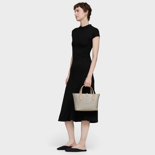 Medium sand-colored reversible Tote bag TOUS Double Way Manifesto