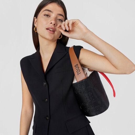 ブラック＆ブラウンのバケツバッグ TOUS Nanda