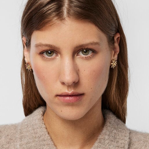 עגילי שמש Magic Nature מוורמיל כסף עם אבני חן