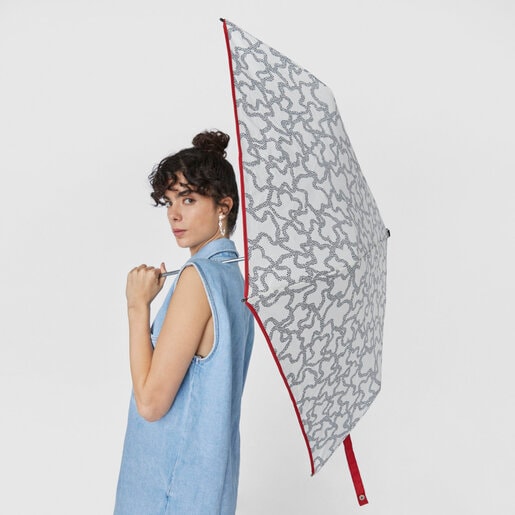 Tous Kaos Icon – Skladací dáždnik šedo-béžovej farby