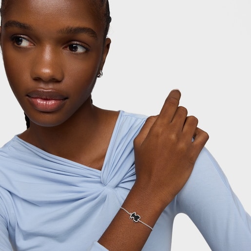 Silver and black acrylic glass Bracelet Galaxy