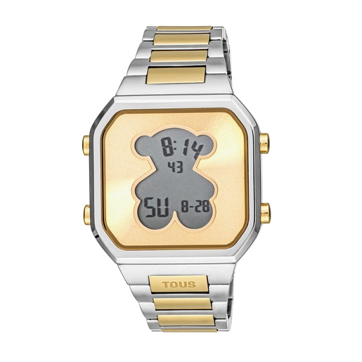 Reloj digital con brazalete de acero SS y acero IPG dorado D-BEAR