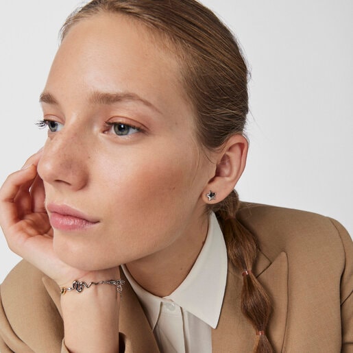 Pendientes corto/largo Fragile Nature de acero/IP dorado