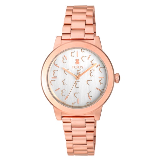 Reloj Glazed de acero IP rosado