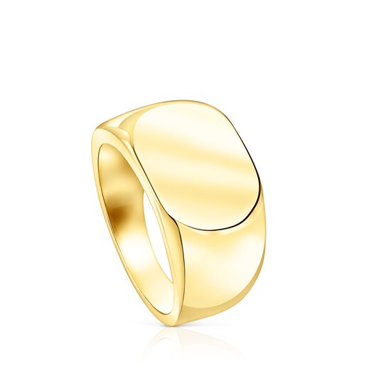 Sello oval con baño de oro 18 kt sobre plata TOUS Basics