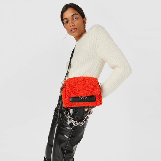 Small orange TOUS Empire Fur Crossbody bag