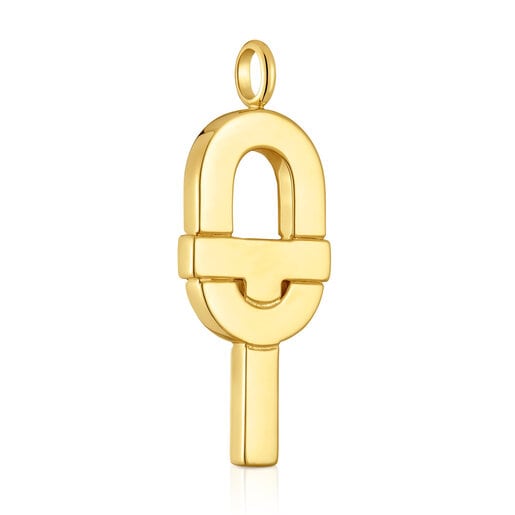 Pendente in argento placcato oro 18 kt e smalto color grande TOUS MANIFESTO