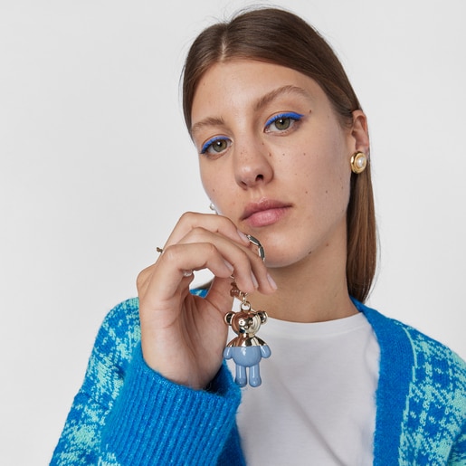 Gold and blue TOUS Teddy Bear Key ring