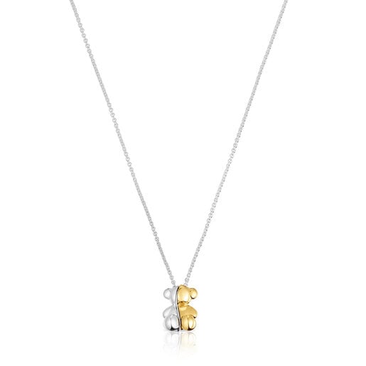 Short two-tone bear Double necklace My Other Half