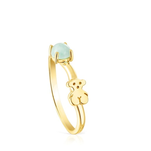 Anell Fragile Nature amb bany d'or 18 kt sobre plata i amazonita